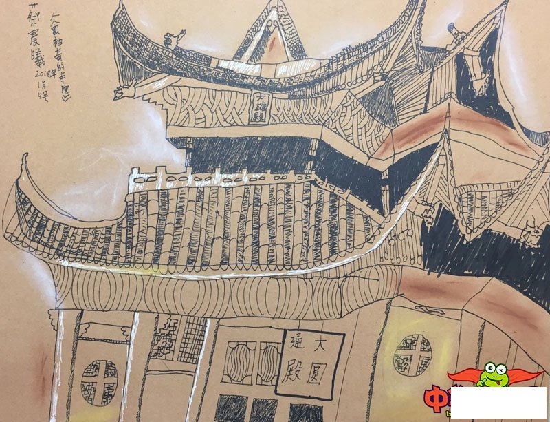 儿童美术画画图片大全,古老的寺院