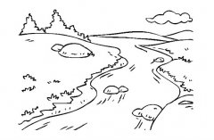 小溪风景简笔画图片