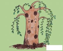 教你一步一步画彩色柳树简笔画手绘简单漂亮