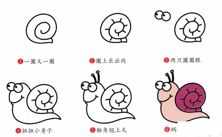 简笔画蜗牛的具体步骤图示