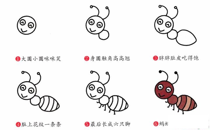 简笔画蚂蚁的具体步骤图示