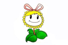 卡通向日葵简笔画彩色画法