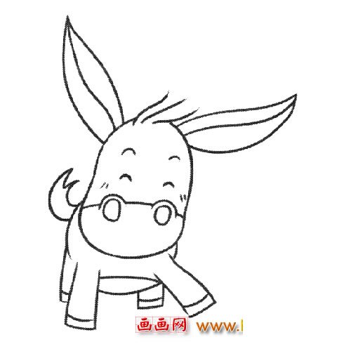 戴眼镜的卡通小牛（简笔画）