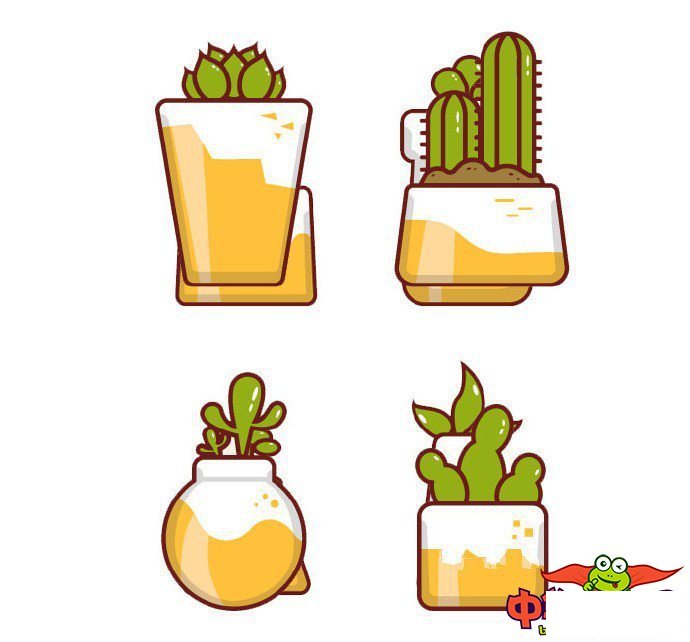 盆栽植物简笔画大全带颜色,超可爱的小盆栽简笔画