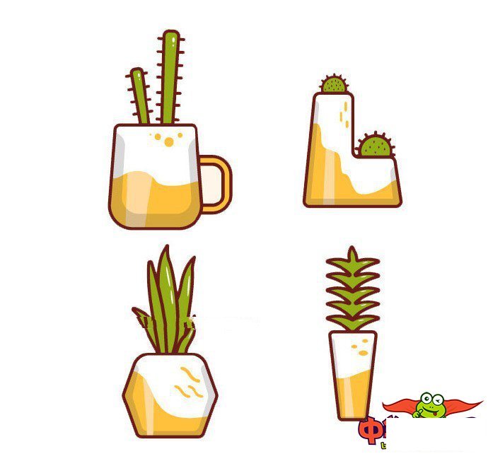 盆栽植物简笔画大全带颜色,超可爱的小盆栽简笔画