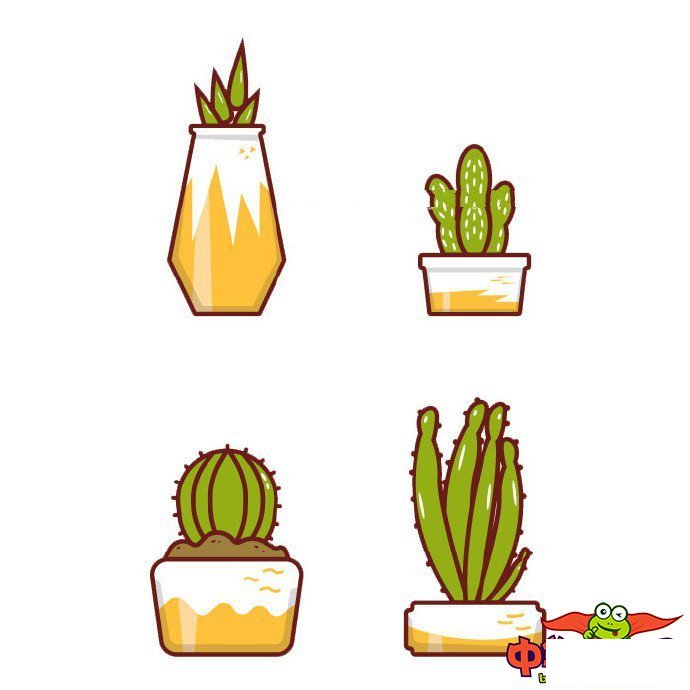 盆栽植物简笔画大全带颜色,超可爱的小盆栽简笔画