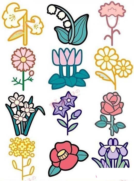 儿童植物花朵简笔画大全(彩色)
