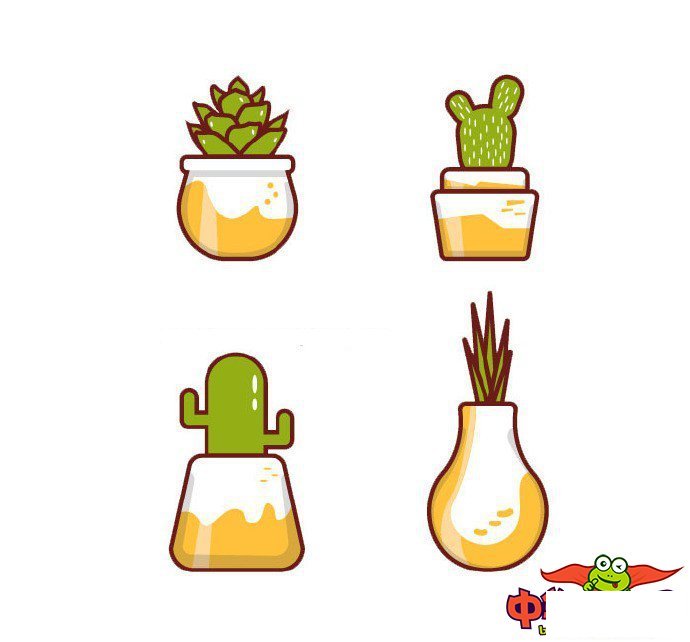 盆栽植物简笔画大全带颜色,超可爱的小盆栽简笔画