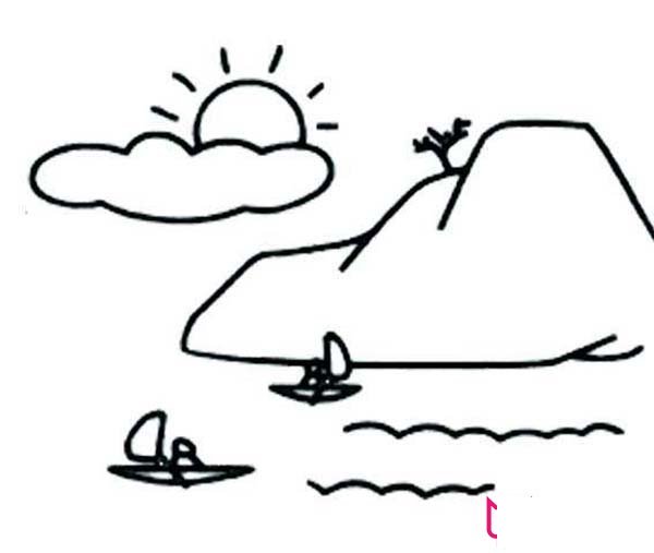 风景简笔画，山川河流简笔画