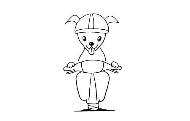 骑摩托的小狗简笔画步骤图