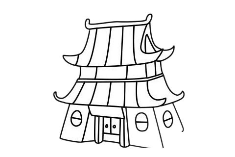 寺庙简笔画图片