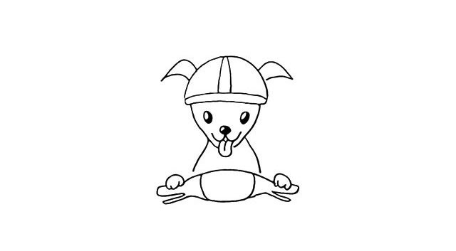 骑摩托的小狗简笔画步骤图