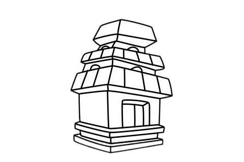 寺庙简笔画图片