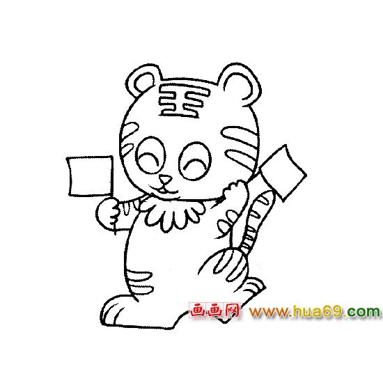 可爱的小老虎宝宝简笔画1