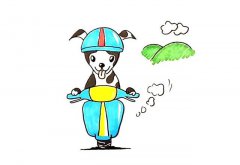 学画骑摩托的小狗简笔画步骤图