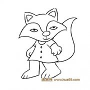 动物简笔画：穿衣服的狐狸