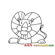 动物简笔画：卧倒的狮子1