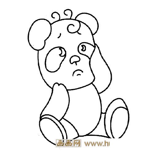 动物简笔画:思考的小熊猫