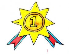 怎么绘画漂亮奖章涂颜色 卡通奖章简笔画图片