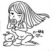 怎么画六一快乐:快乐的小女孩简笔画的教程