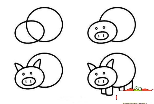可爱的猪怎么画简笔画,猪简笔画图片大全步骤