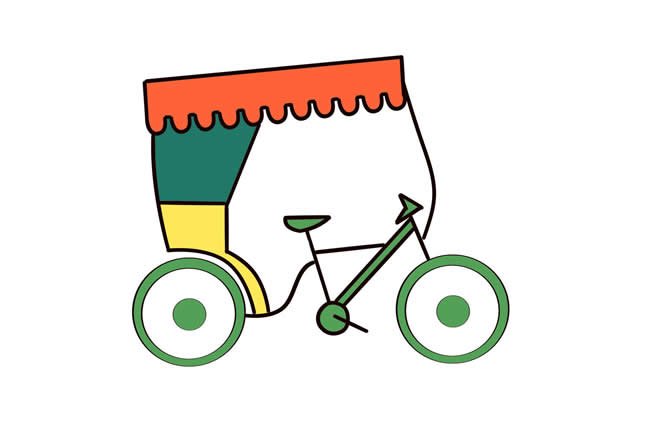 人力三轮车简笔画