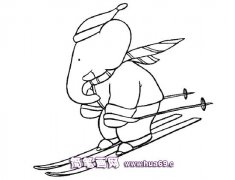 大象滑雪的简笔画