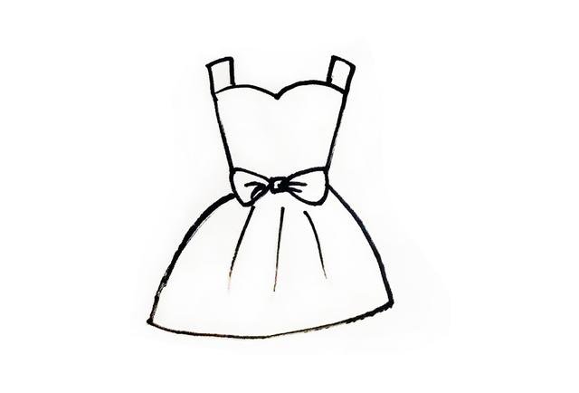 吊带连裙简笔画的画法步骤图片