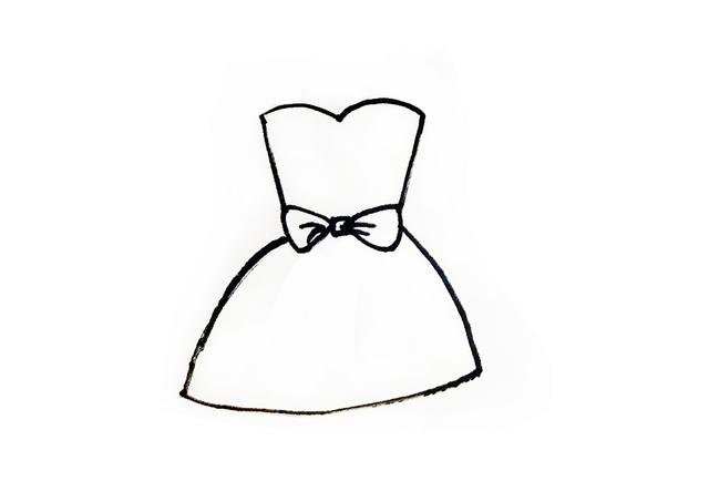 吊带连裙简笔画的画法步骤图片