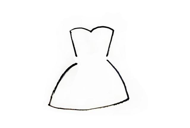 吊带连裙简笔画的画法步骤图片