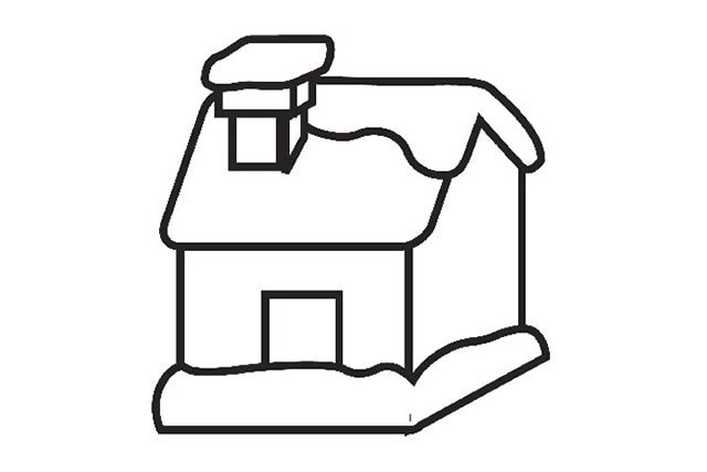 下雪天的房屋简笔画图片