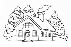 下雪天的房屋简笔画图片素材