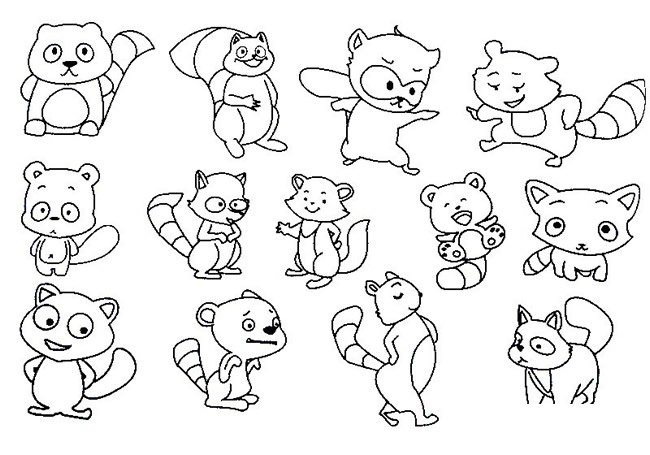 浣熊简笔画图片大全