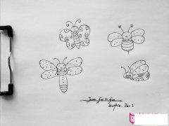 超简单小动物简笔画大全,蝴蝶蜻蜓小蜜蜂简笔