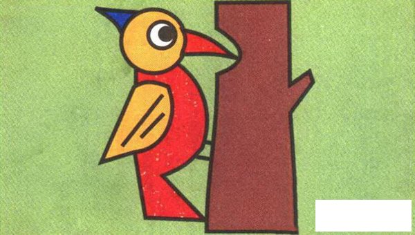 啄木鸟彩色简笔画图片