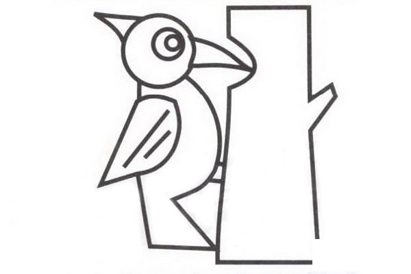 啄木鸟简笔画步骤四