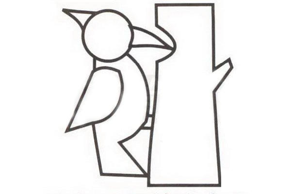 啄木鸟简笔画步骤三