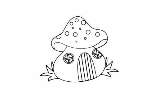 蘑菇屋简笔画图片步骤五