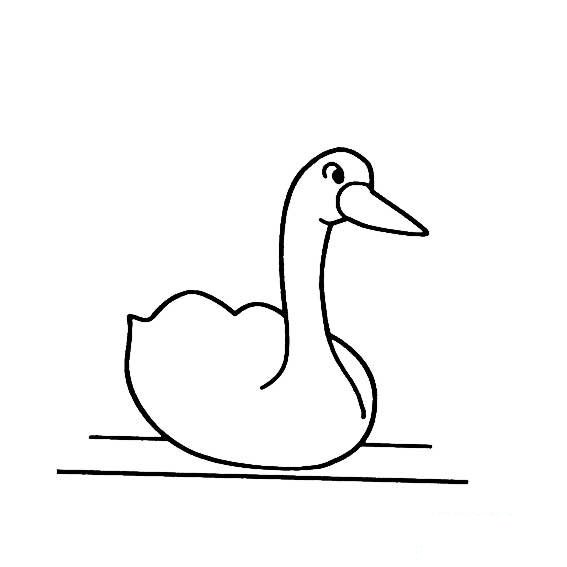 一只鸭子在水里游泳的画法