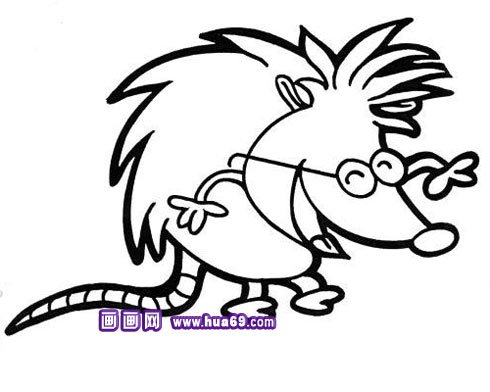 戴眼镜小刺猬简笔画