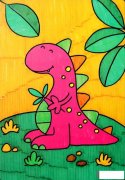 彩色恐龙儿童画，好看的动物儿童画图片