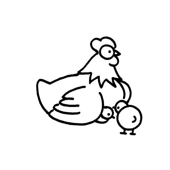 如何画出鸡妈妈和它的孩子简笔画