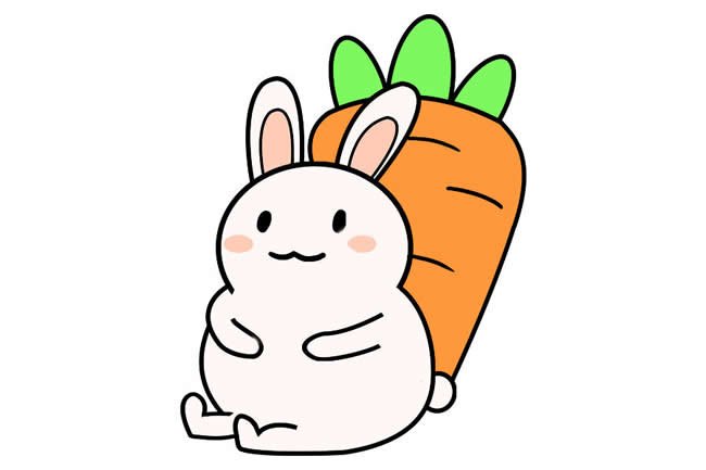 小兔子背着胡萝卜简笔画