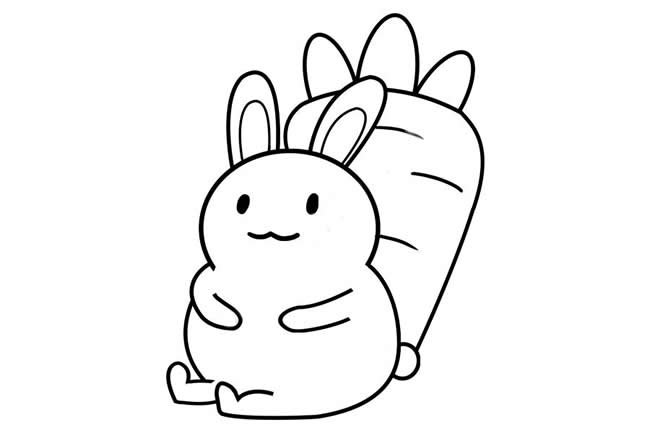 小兔子背着胡萝卜简笔画