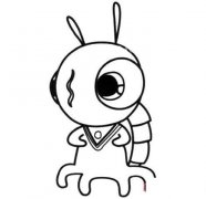 卡通外星人的画法简单可爱_手绘外星人简笔画图