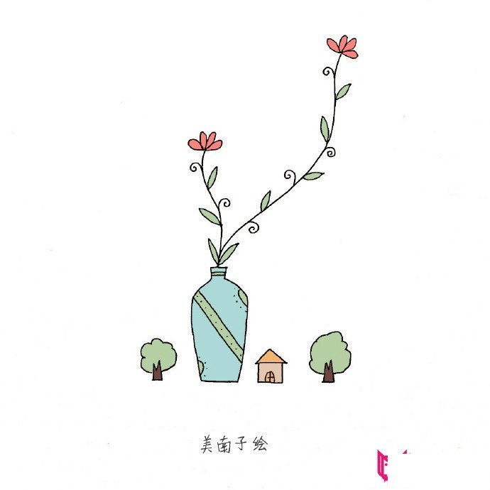 唯美小清新简笔画大全,可爱的植物盆栽简笔画