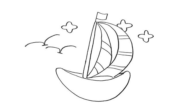 帆船简笔画步骤图