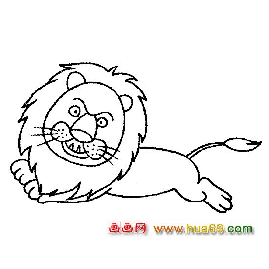 动物简笔画:奔跑的狮子