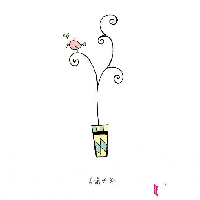 唯美小清新简笔画大全,可爱的植物盆栽简笔画