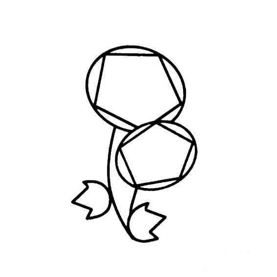 喇叭花几何图形简笔画法